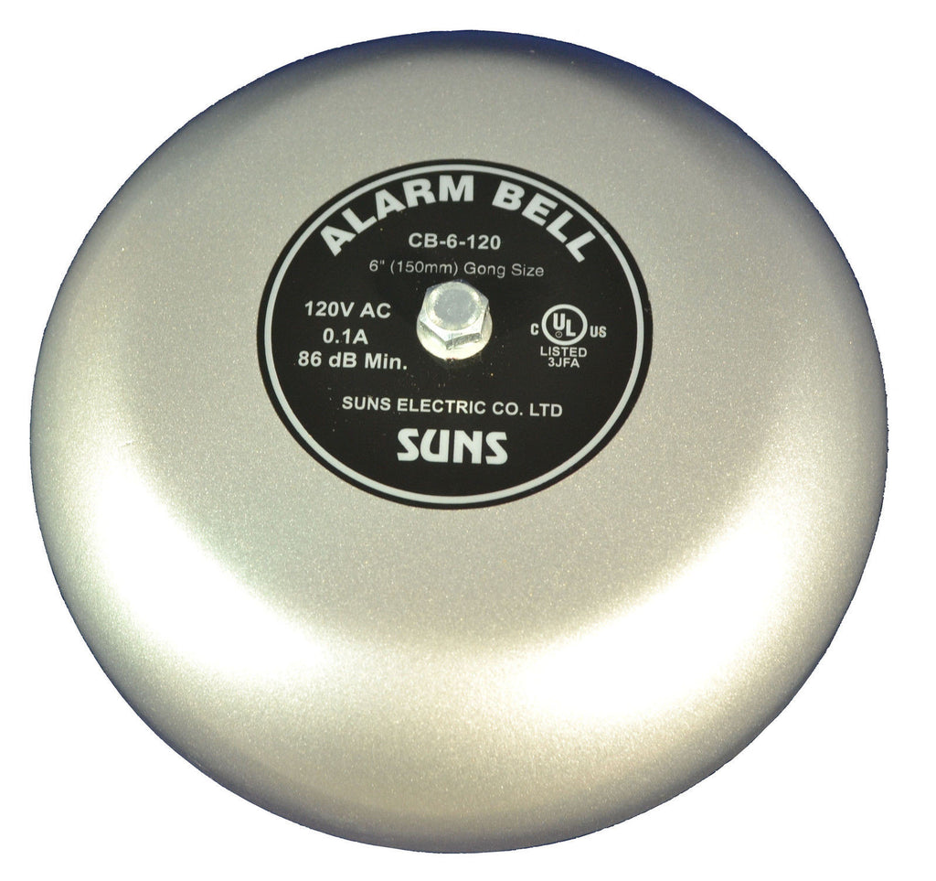 SUNS CB-6-120 Gray 120V Alarm Bell 6 Inch 120 Volt AC (6" in 120 VAC) - Industrial Direct