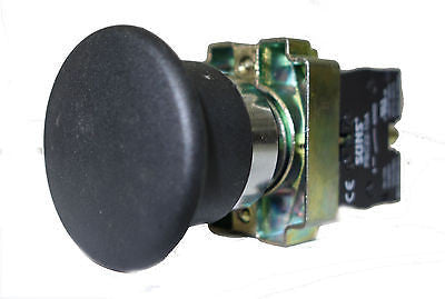 SUNS PBM22-MP-B-P5 22mm Pushbutton Metal 40mm Mushroom Head Momentary Black 1NO - Industrial Direct