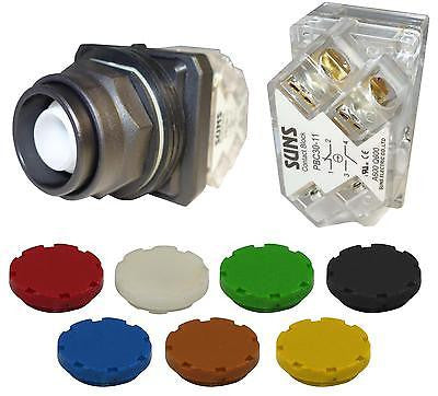 SUNS PB30-FP-S-P13 30mm 7 Color Guarded Pushbutton NONC 9001SKR1UH13 9001SKR1UH5 - Industrial Direct
