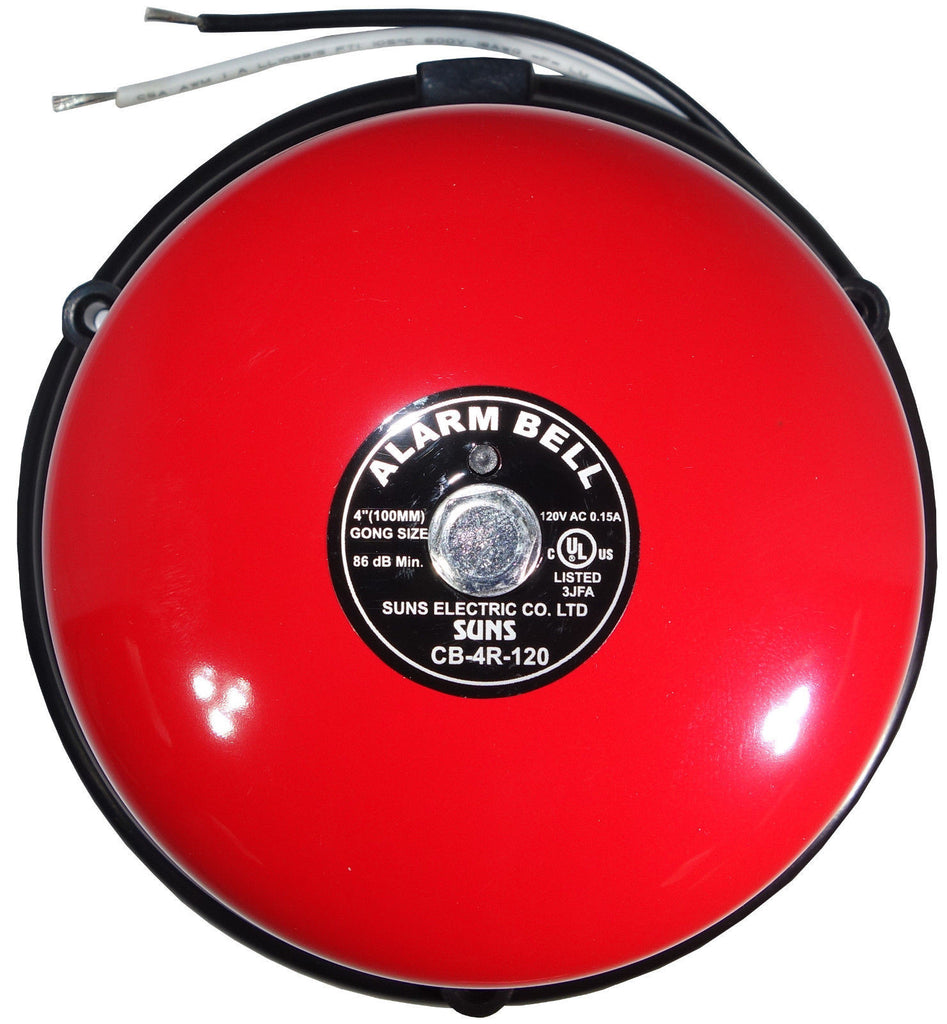 SUNS CB-4R-120 Red 120V Alarm Bell 4 Inch 120 Volt AC (4" in 120 VAC) - Industrial Direct