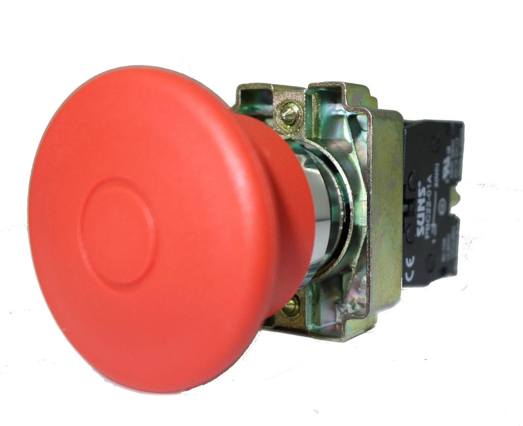 SUNS PBM22-ES-R-P6 22mm Emergency Stop Push-Pull Red 40mm Mushroom Metal 1NC - Industrial Direct