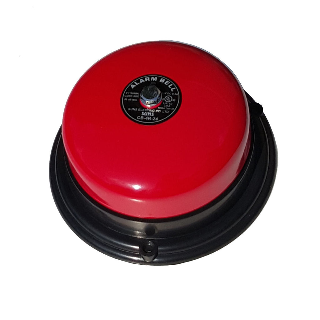 SUNS CB-4R-24 Red 24V Alarm Bell 4 Inch 24 Volt DC (4" in 24 VDC) - Industrial Direct