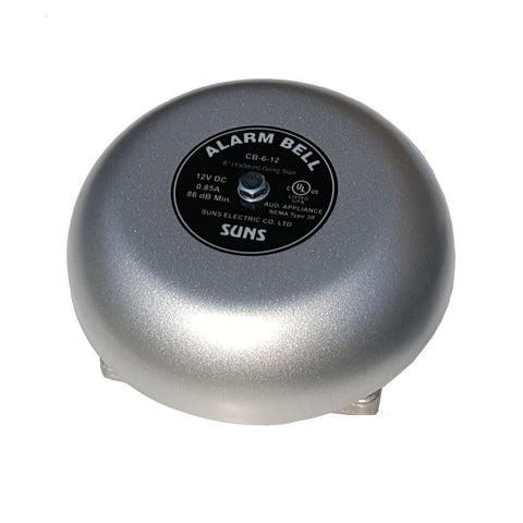 SUNS CB-6-12 Gray 12V Alarm Bell 6 Inch 12 Volt DC (6" in 12 VDC) - Industrial Direct