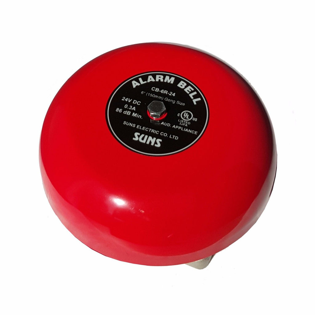 SUNS CB-6R-24 Red 24V Alarm Bell 6 Inch 24 Volt DC (6" in 24 VDC) - Industrial Direct